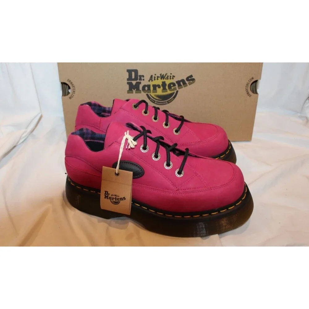 Dr Martens Women Buzz 5-Eye Suede Platform Loafer Shoes Fuschia Pink US 7 EU 38